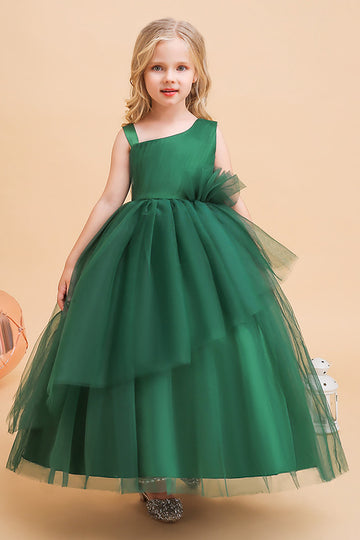 Mørkegrøn A Line ærmeløs pigekjole